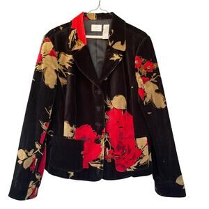 Emma James Blazer Womens Small Velvet Floral Lined Button‎ Jacket EJMU7756